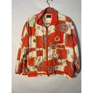 Vintage Mureli 100% Silk Nautical Star Windbreaker Full Zip Jacket Womens Medium